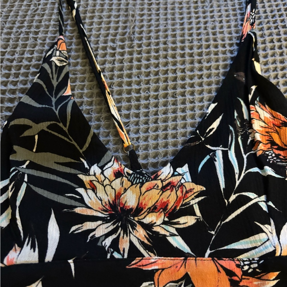 Rip Curl Black Dress with Orange and White Floral Design - Picture 2 of 6
